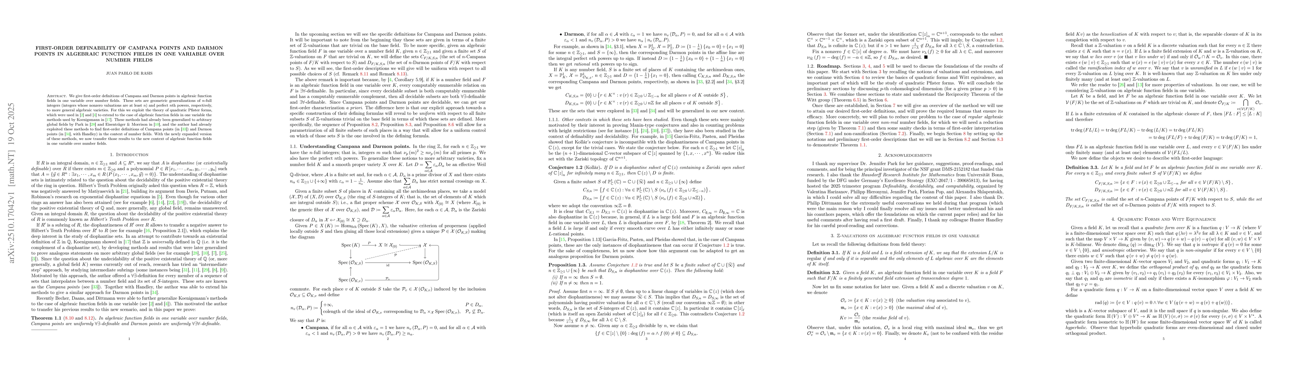 Thumbnail for First-order definability of Campana Points and Darmon Points in
  algebraic function fields in one variable over number fields