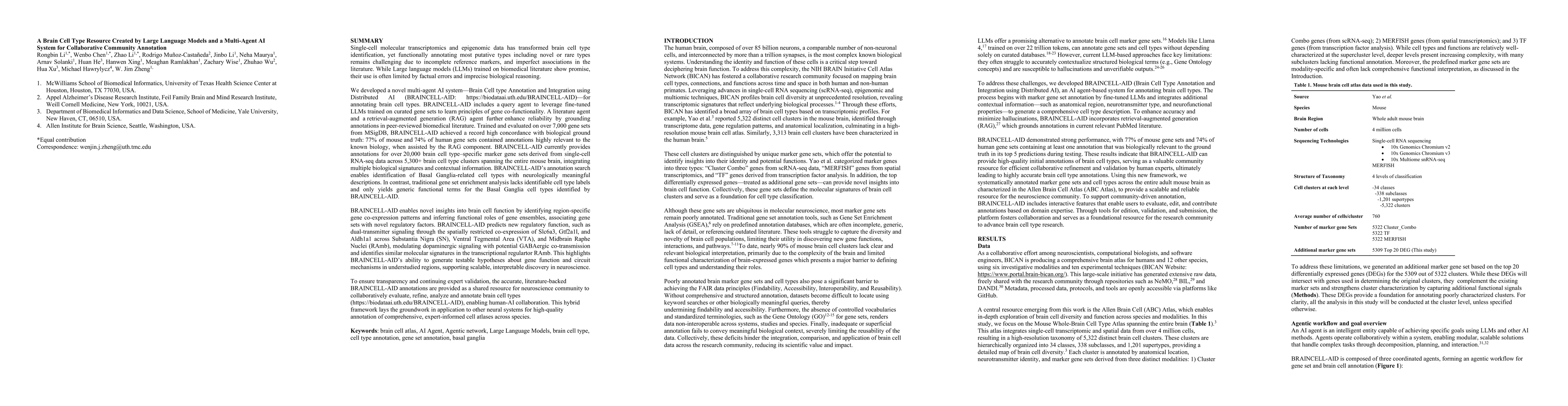 Thumbnail for A Brain Cell Type Resource Created by Large Language Models and a
  Multi-Agent AI System for Collaborative Community Annotation