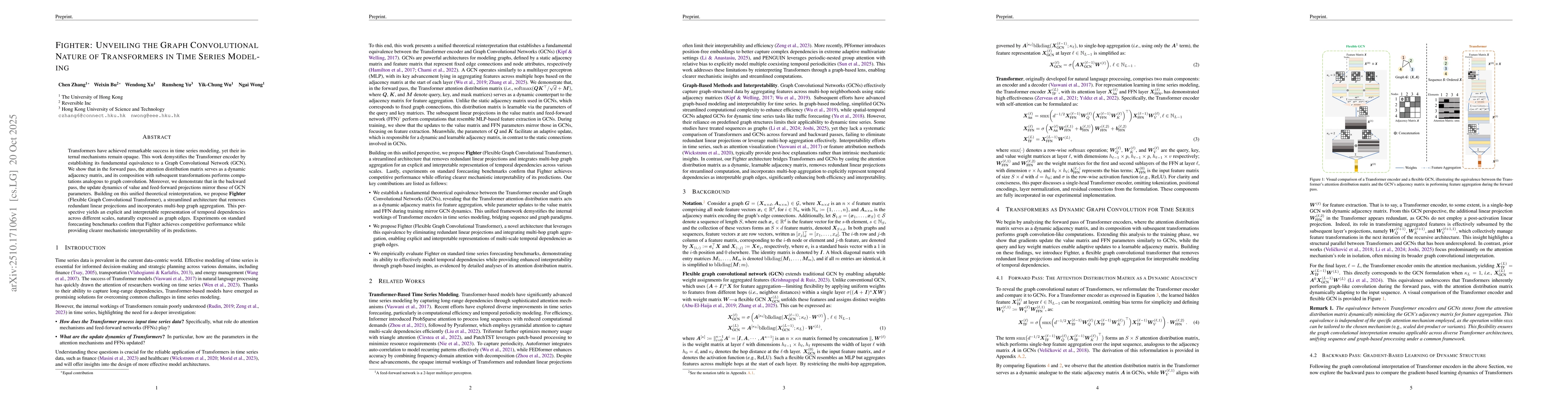 Thumbnail for Fighter: Unveiling the Graph Convolutional Nature of Transformers in
  Time Series Modeling