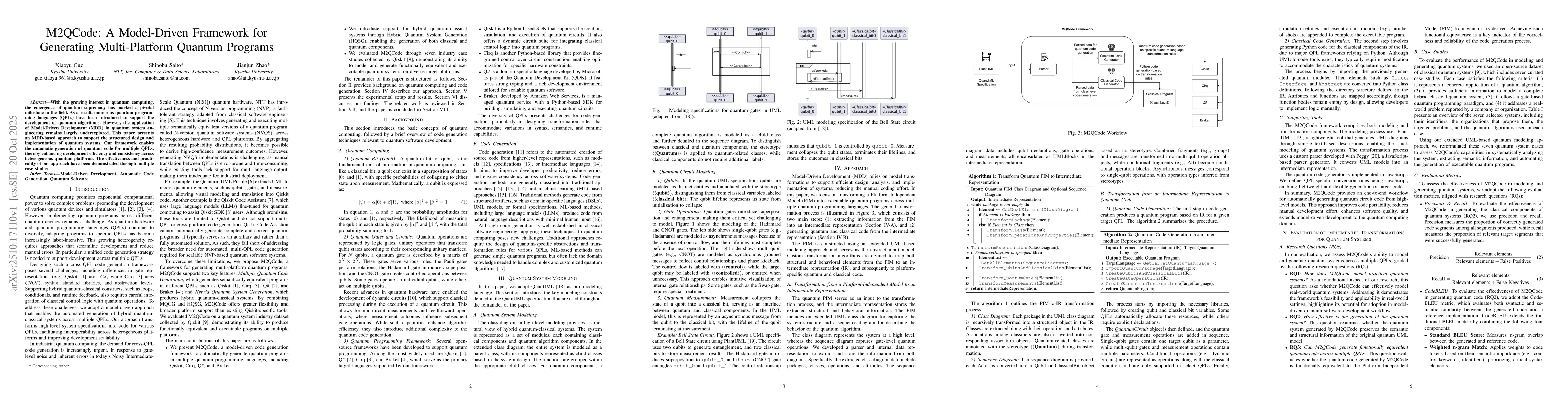 Thumbnail for M2QCode: A Model-Driven Framework for Generating Multi-Platform Quantum
  Programs