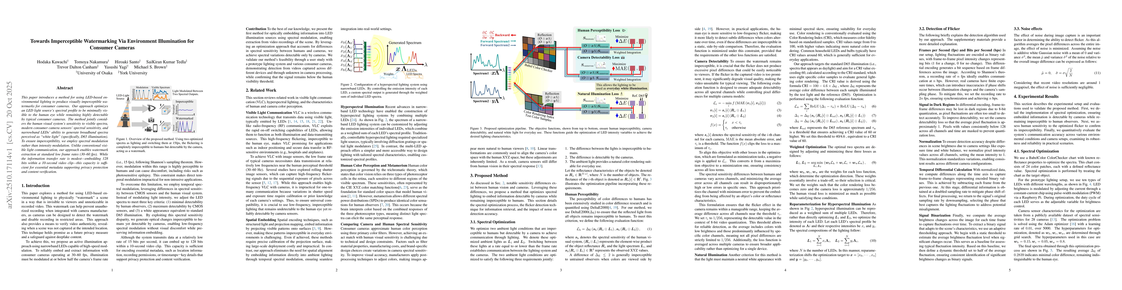 Thumbnail for Towards Imperceptible Watermarking Via Environment Illumination for
  Consumer Cameras