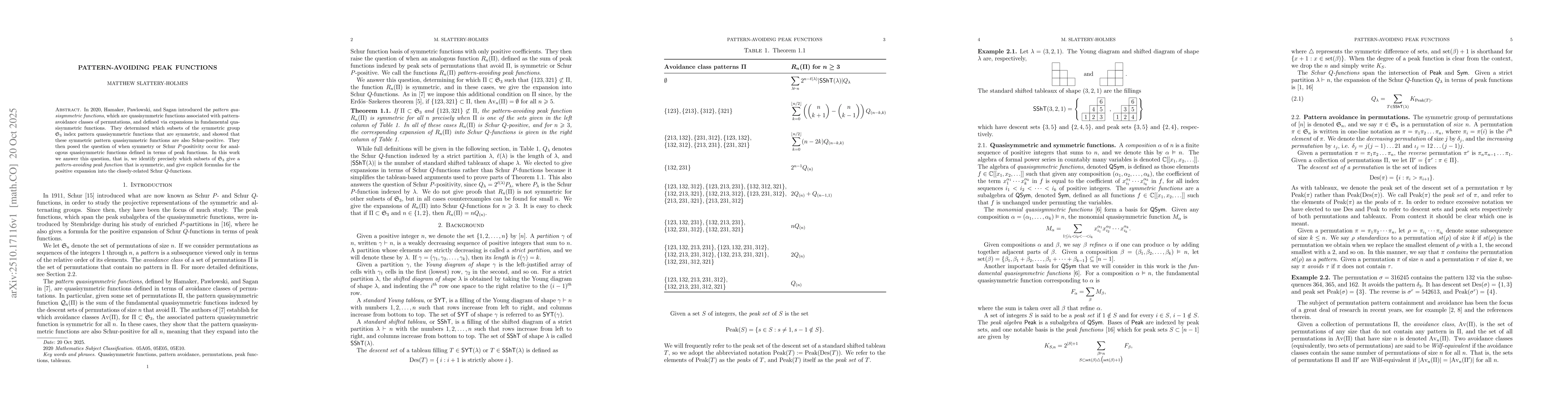 Thumbnail for Pattern-Avoiding Peak Functions