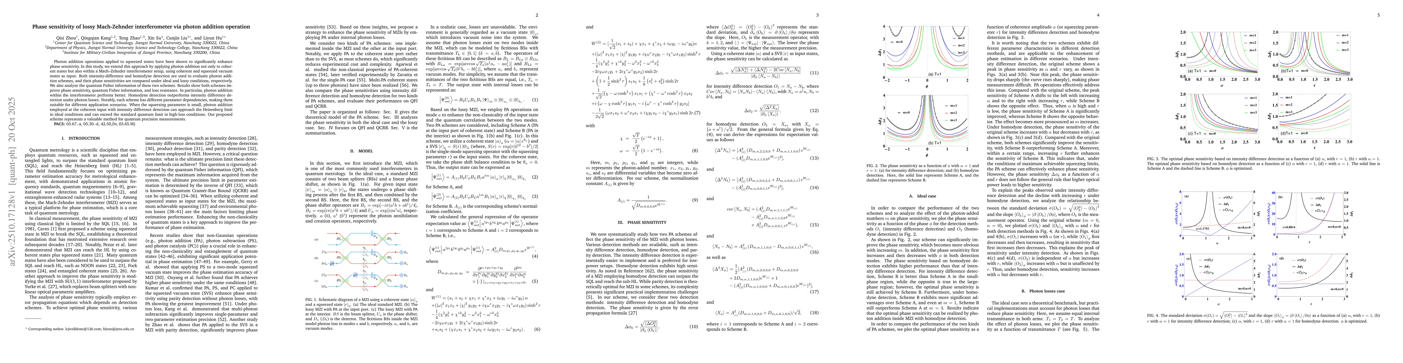 Thumbnail for Phase sensitivity of lossy Mach-Zehnder interferometer via photon
  addition operation
