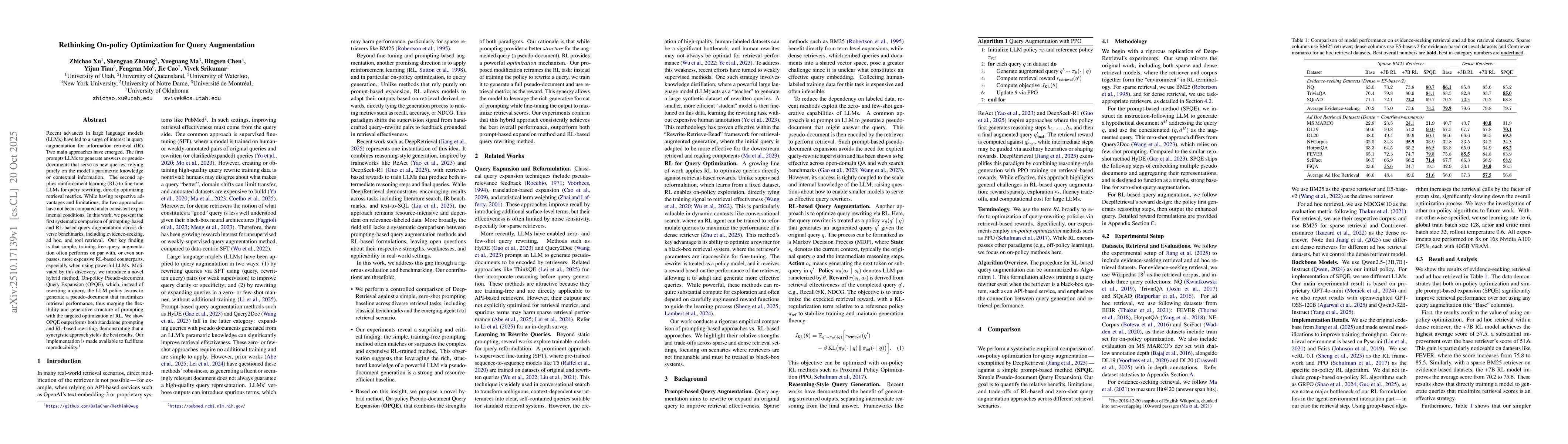 Thumbnail for Rethinking On-policy Optimization for Query Augmentation
