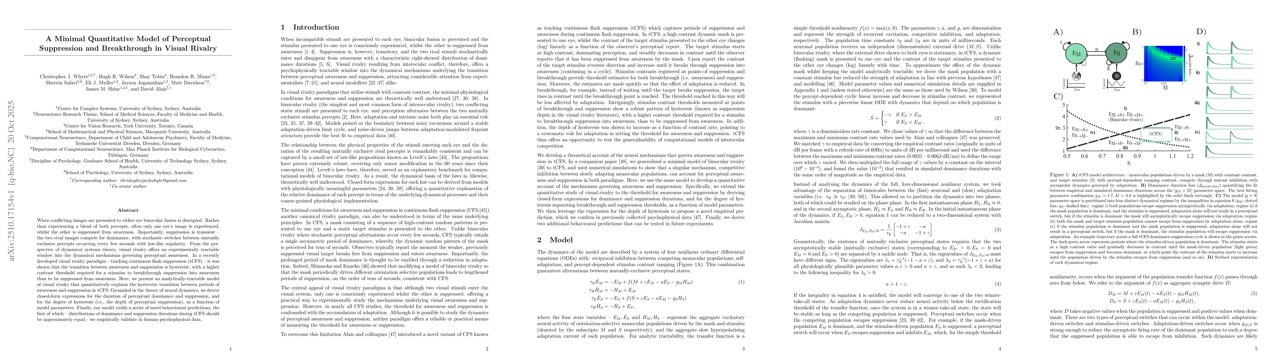 Thumbnail for A Minimal Quantitative Model of Perceptual Suppression and Breakthrough
  in Visual Rivalry