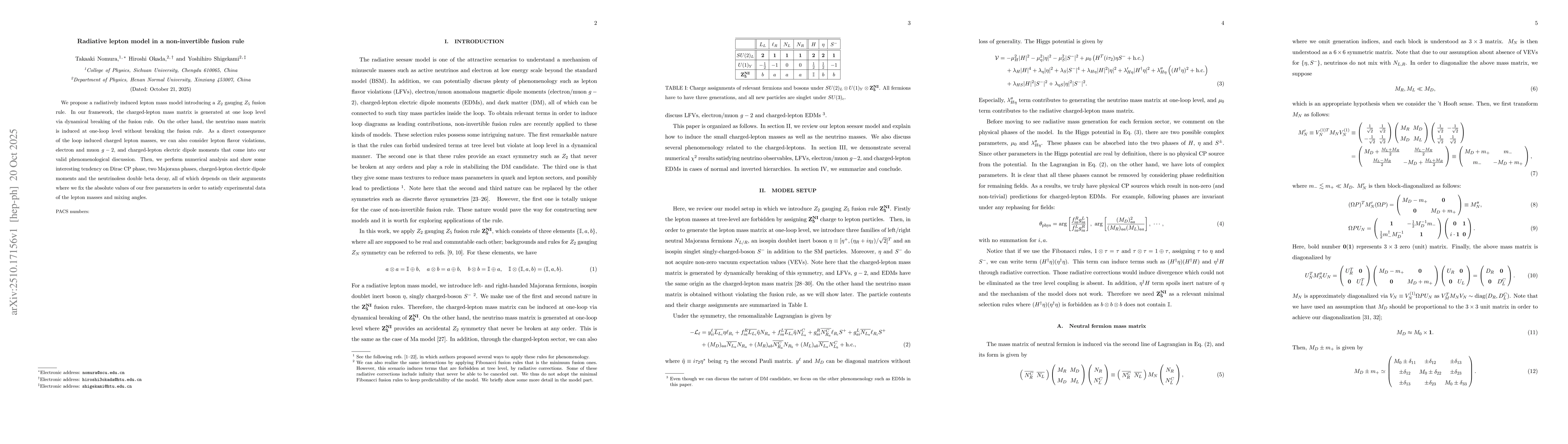 Thumbnail for Radiative lepton model in a non-invertible fusion rule