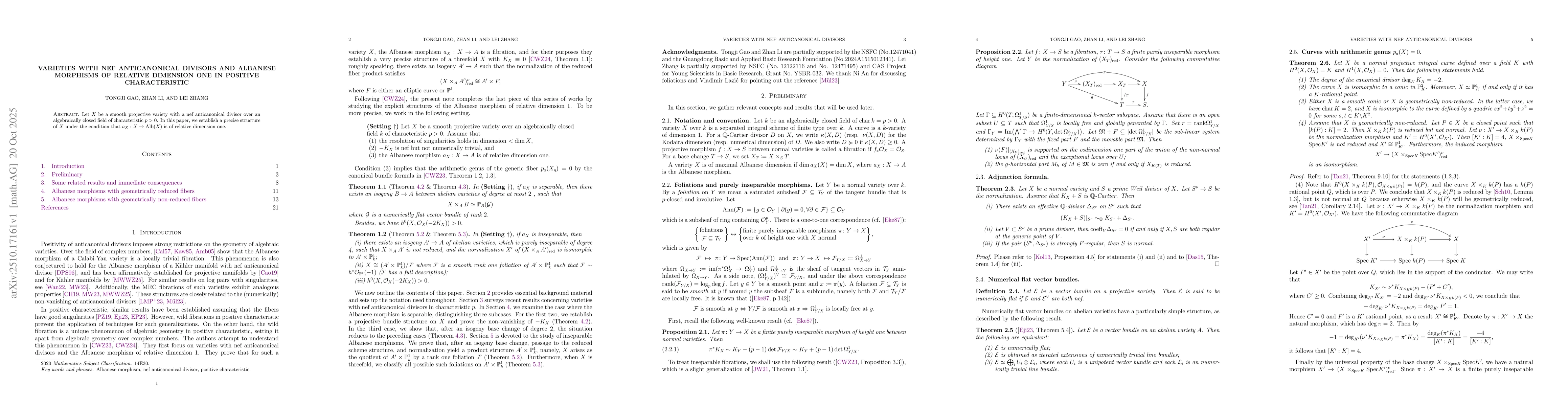 Thumbnail for Varieties with nef anticanonical divisors and Albanese morphisms of
  relative dimension one in positive characteristic
