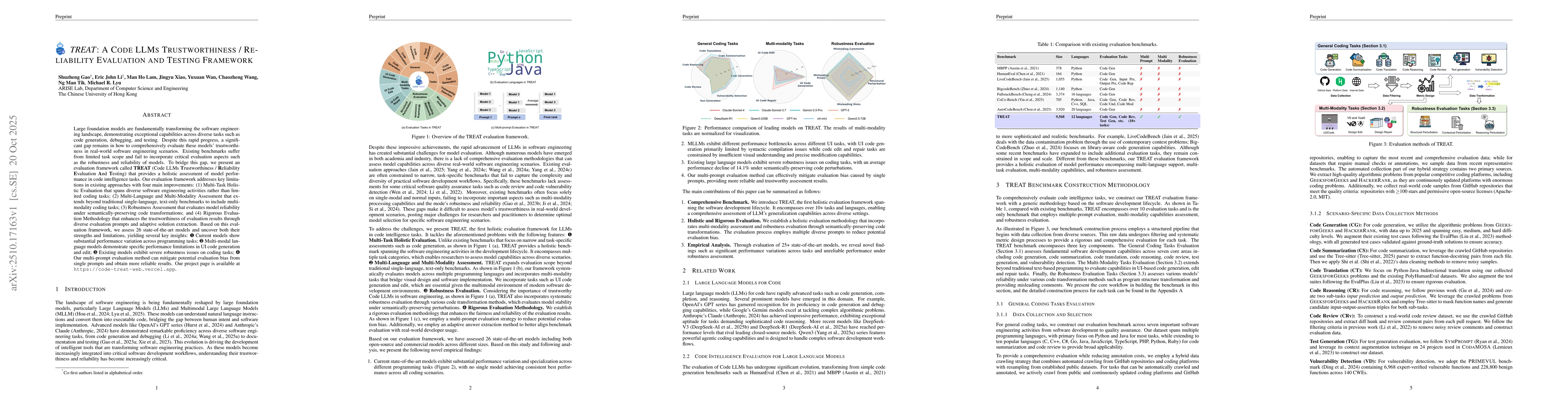 Thumbnail for TREAT: A Code LLMs Trustworthiness / Reliability Evaluation and Testing
  Framework