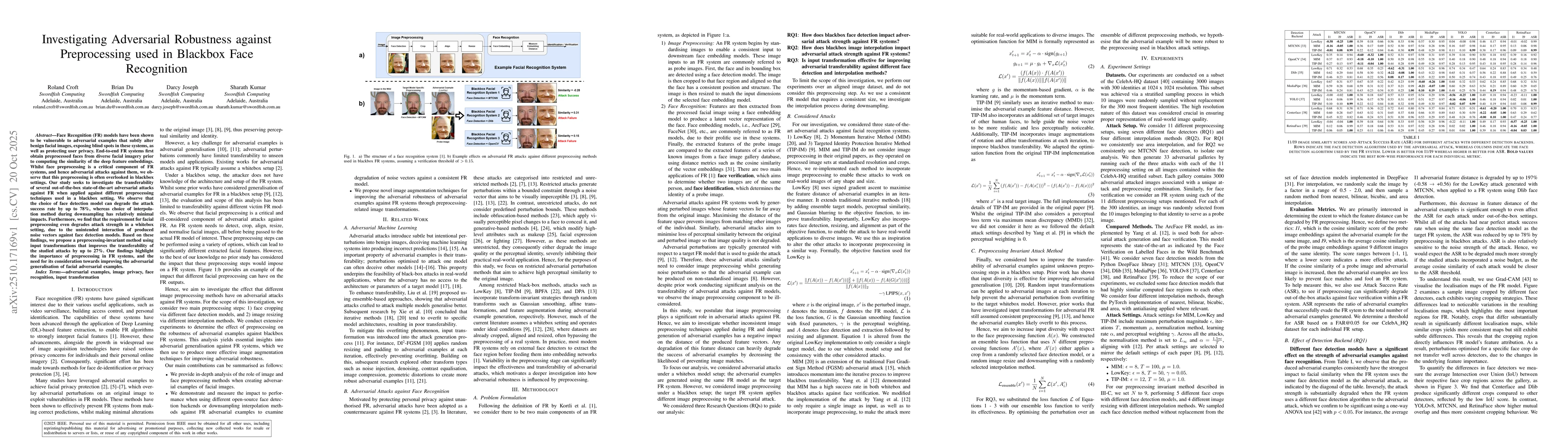 Thumbnail for Investigating Adversarial Robustness against Preprocessing used in
  Blackbox Face Recognition