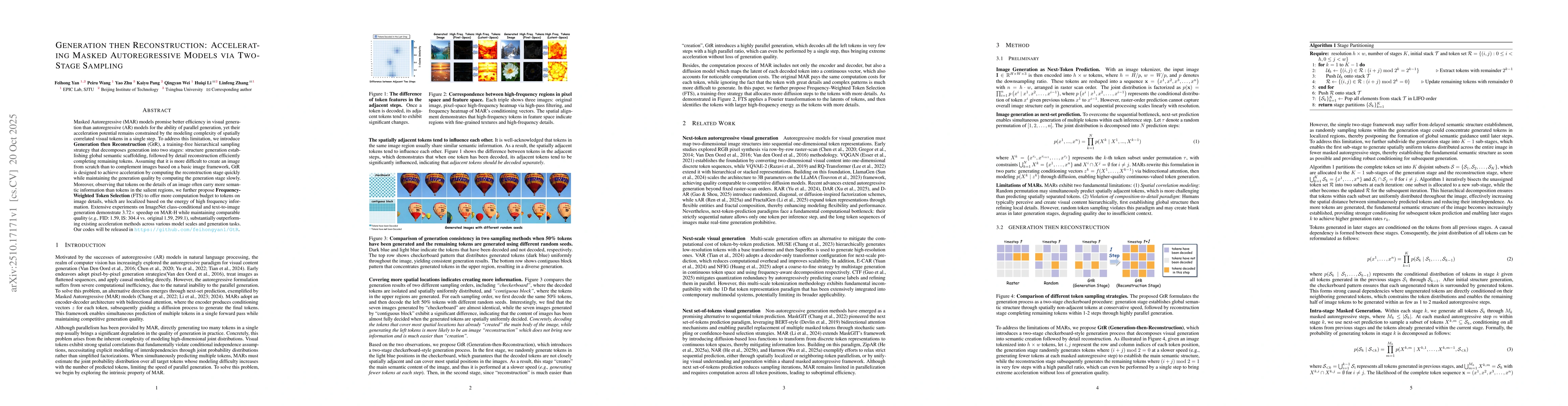 Thumbnail for Generation then Reconstruction: Accelerating Masked Autoregressive
  Models via Two-Stage Sampling