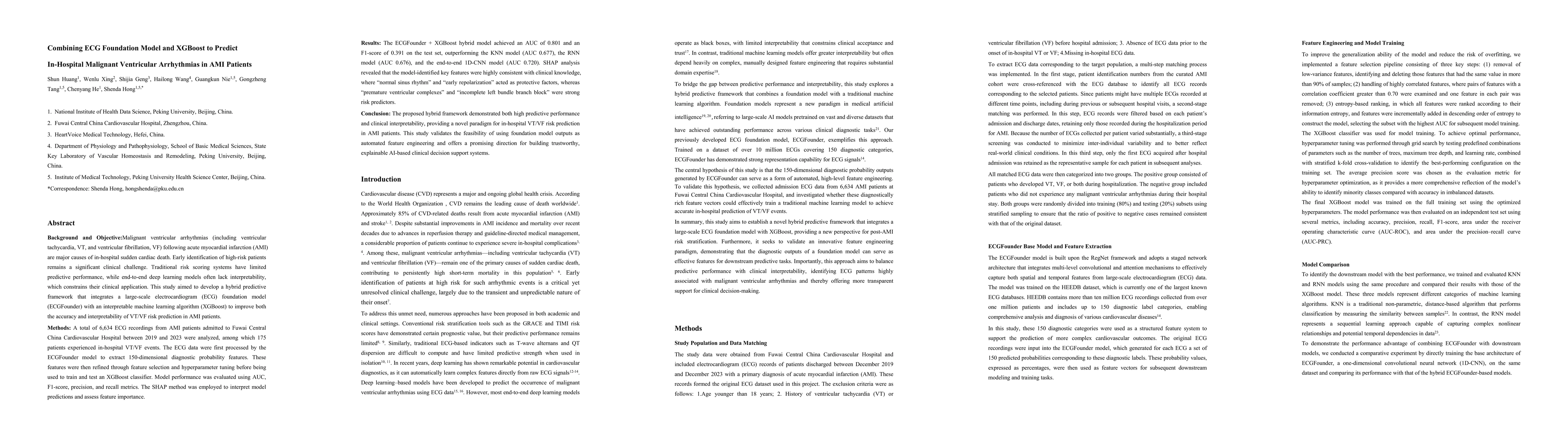 Thumbnail for Combining ECG Foundation Model and XGBoost to Predict In-Hospital
  Malignant Ventricular Arrhythmias in AMI Patients