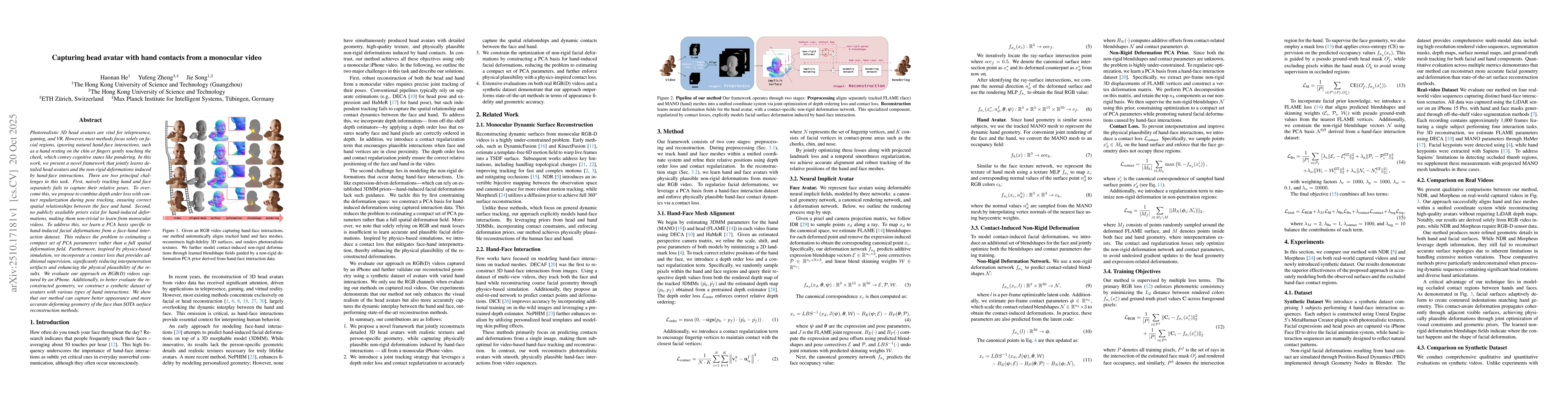 Thumbnail for Capturing Head Avatar with Hand Contacts from a Monocular Video
