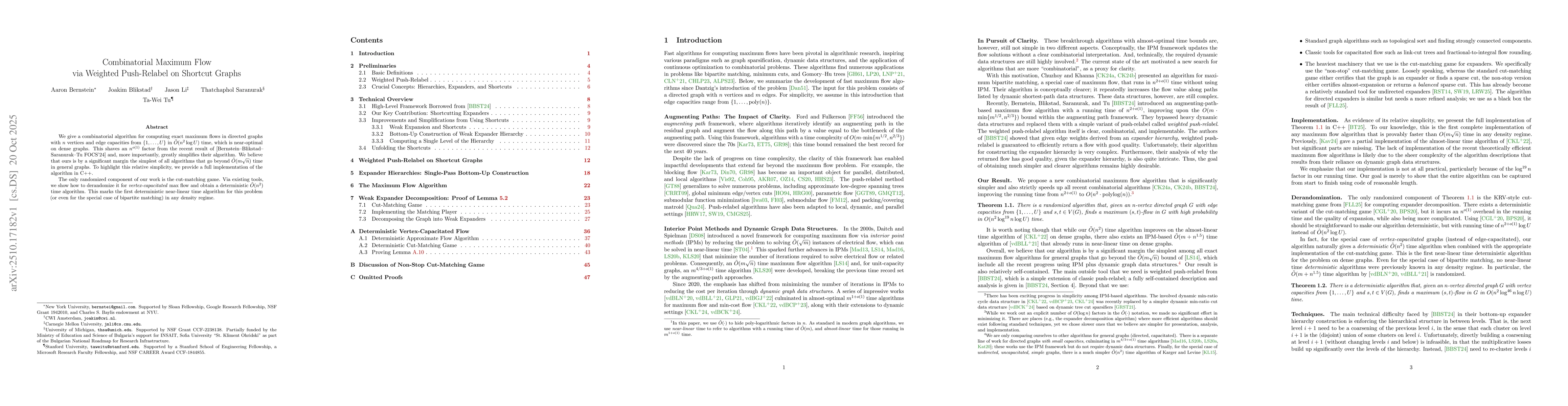 Thumbnail for Combinatorial Maximum Flow via Weighted Push-Relabel on Shortcut Graphs
