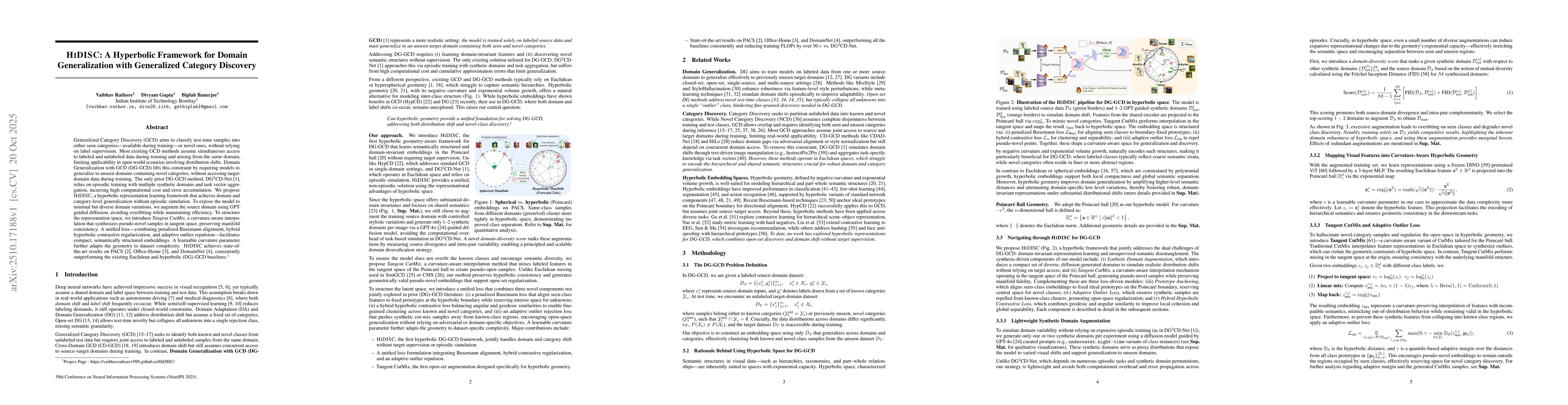 Thumbnail for HIDISC: A Hyperbolic Framework for Domain Generalization with
  Generalized Category Discovery