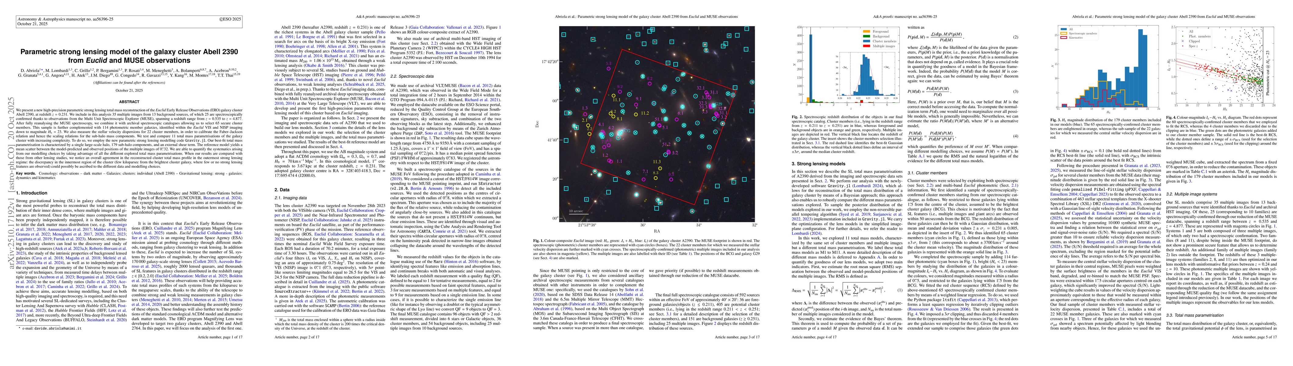 Thumbnail for Parametric strong lensing model of the galaxy cluster Abell 2390 from
  Euclid and MUSE observations