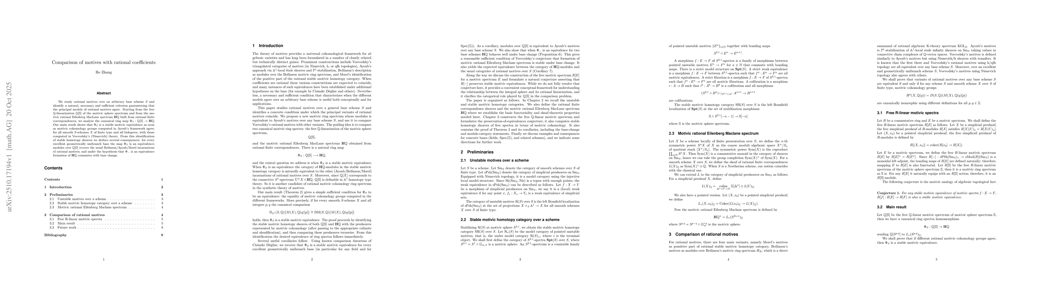 Thumbnail for Comparison of motives with rational coefficients