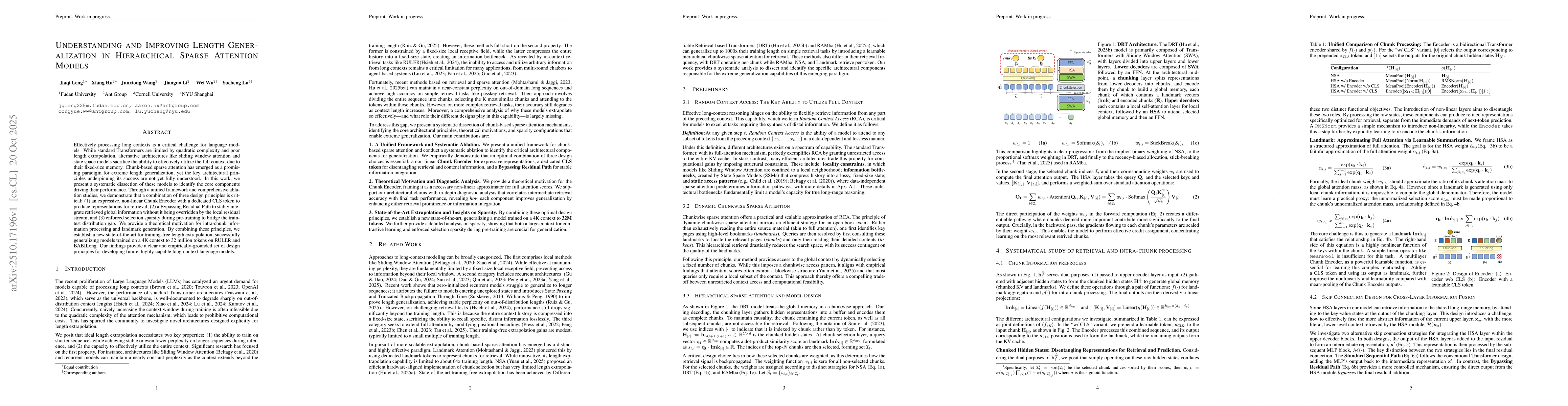 Thumbnail for Understanding and Improving Length Generalization in Hierarchical Sparse
  Attention Models