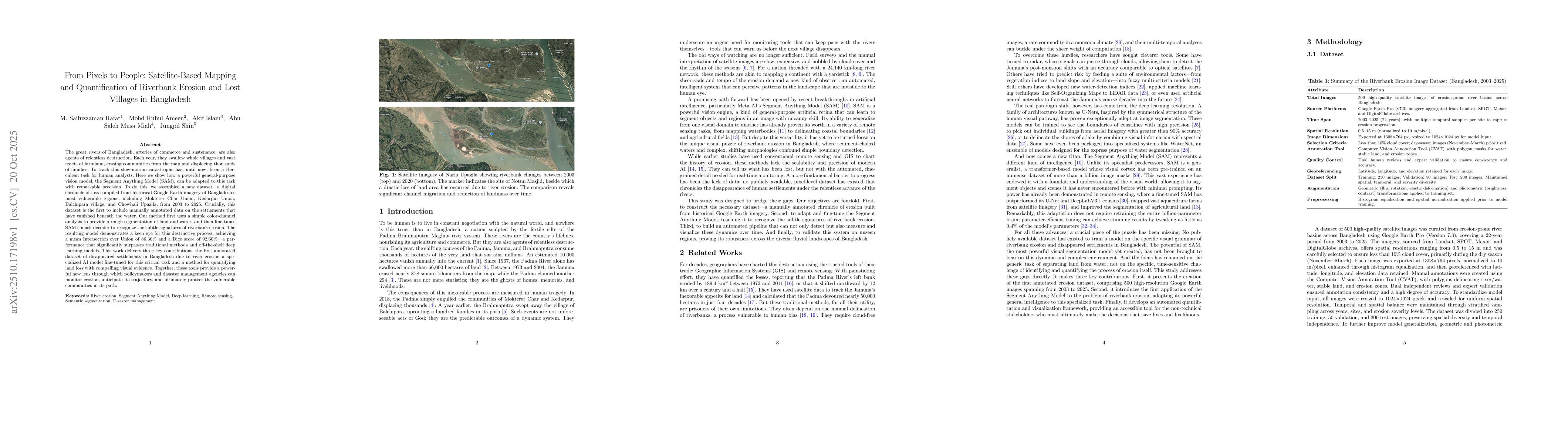 Thumbnail for From Pixels to People: Satellite-Based Mapping and Quantification of
  Riverbank Erosion and Lost Villages in Bangladesh