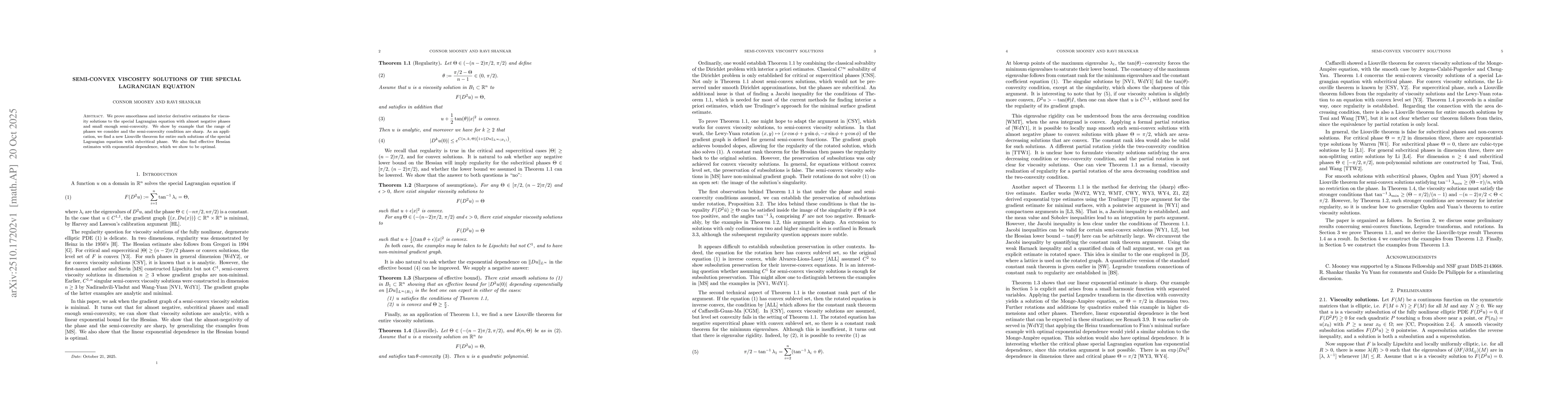 Thumbnail for Semi-convex viscosity solutions of the special Lagrangian equation