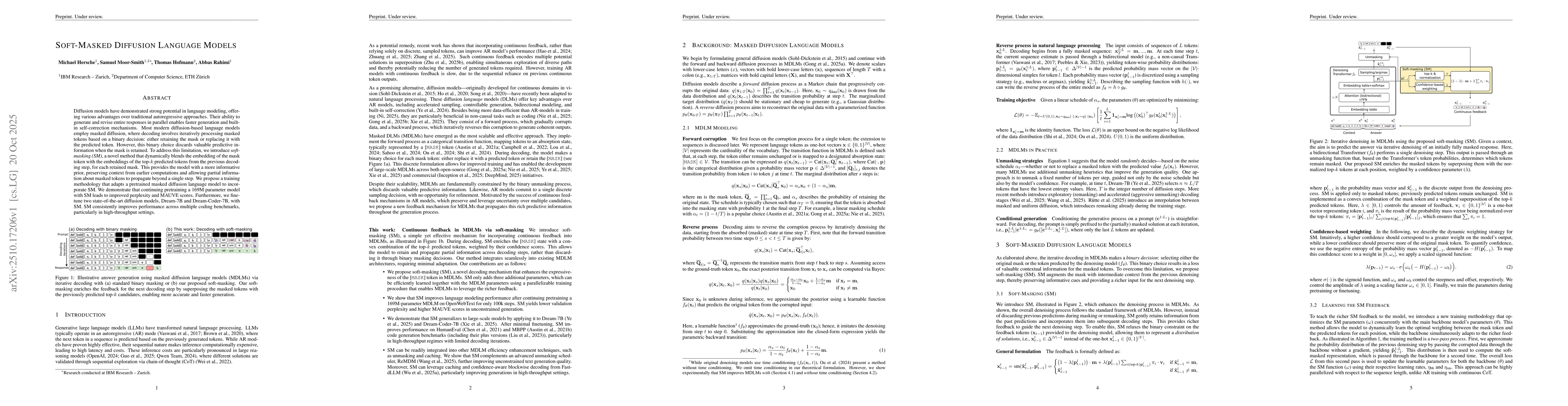 Thumbnail for Soft-Masked Diffusion Language Models