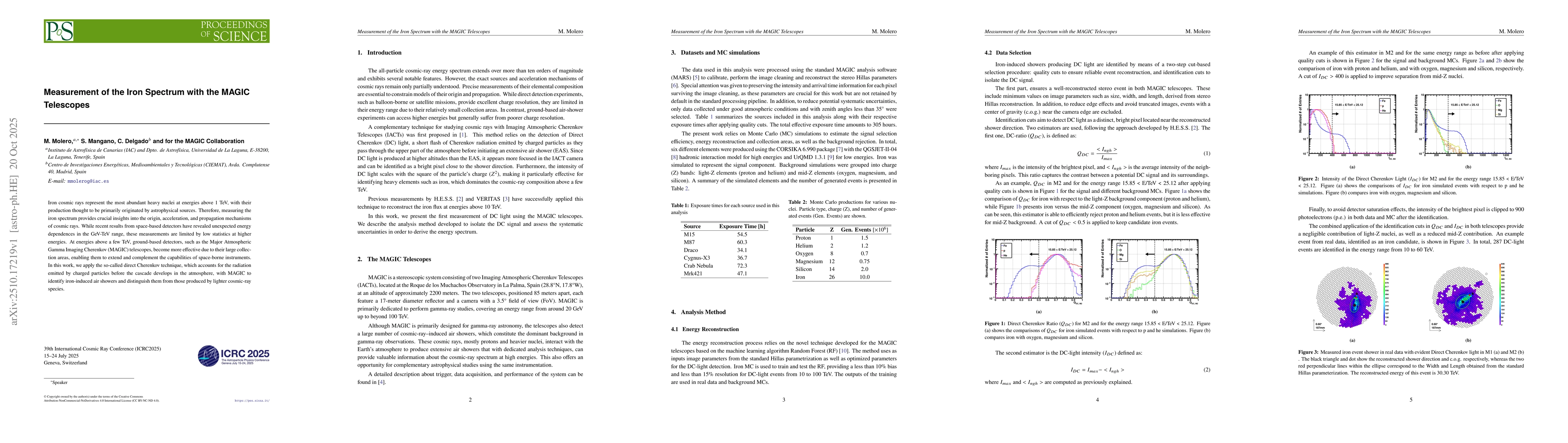 Thumbnail for Measurement of the Iron Spectrum with the MAGIC Telescopes