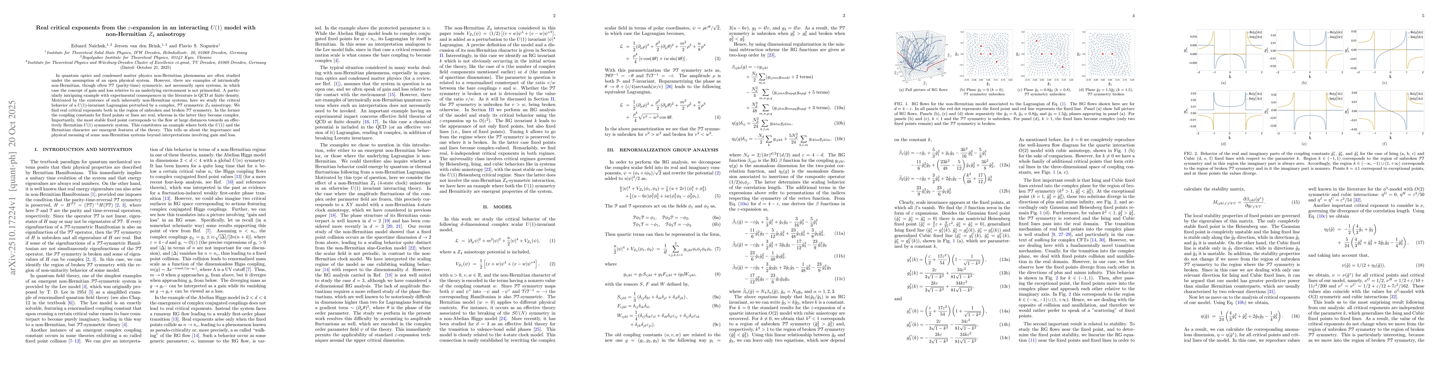 Thumbnail for Real critical exponents from the $\varepsilon$-expansion in an
  interacting $U(1)$ model with non-Hermitian $Z_4$ anisotropy