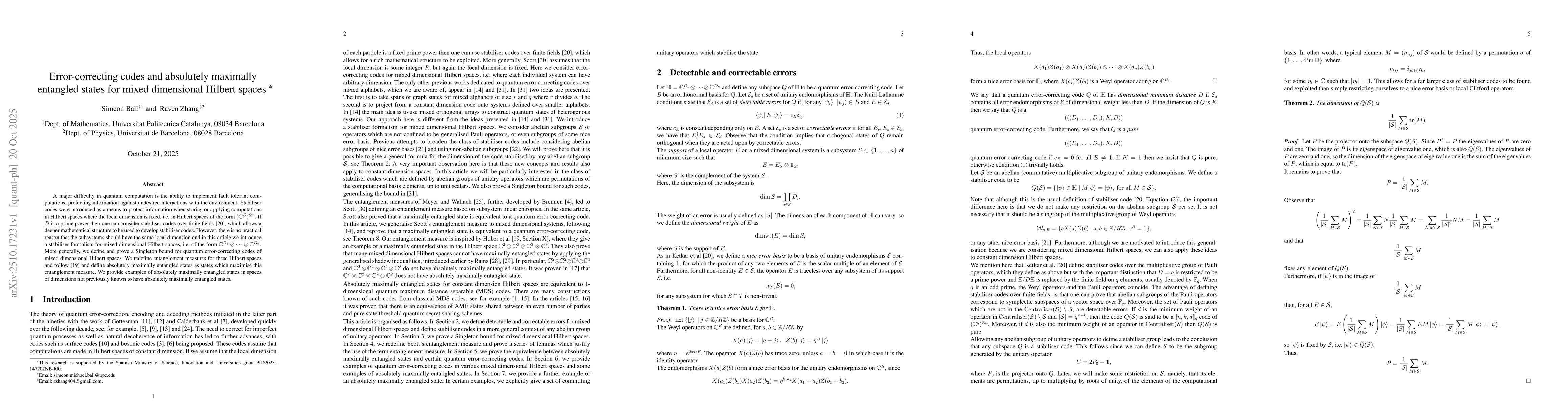 Thumbnail for Error-correcting codes and absolutely maximally entangled states for
  mixed dimensional Hilbert spaces