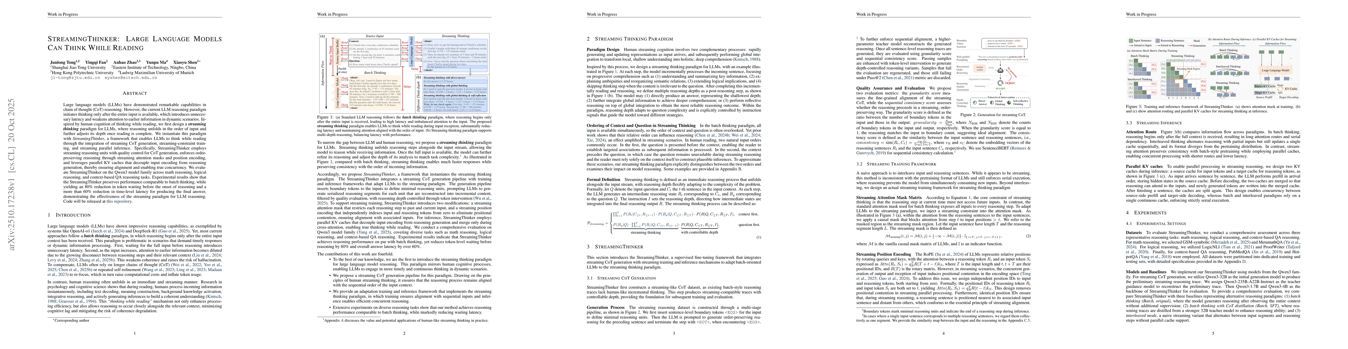 Thumbnail for StreamingThinker: Large Language Models Can Think While Reading