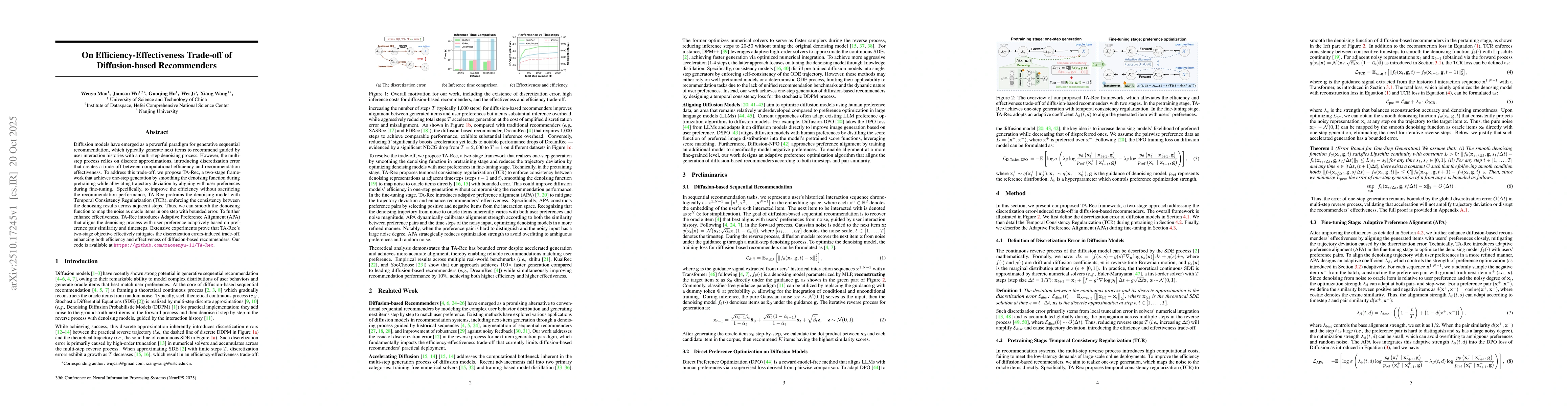 Thumbnail for On Efficiency-Effectiveness Trade-off of Diffusion-based Recommenders