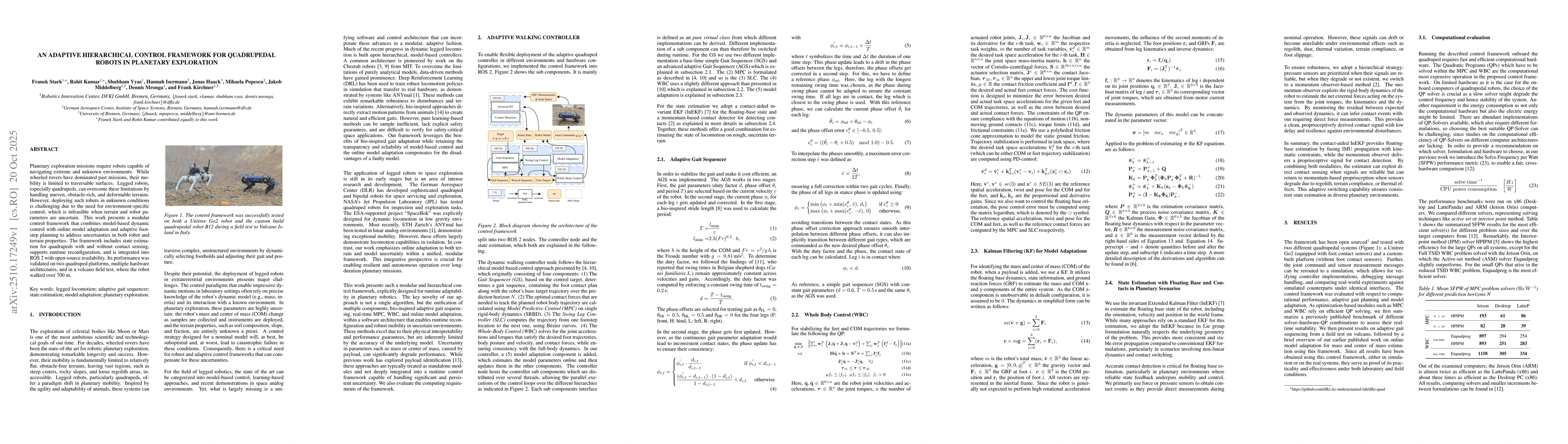 Thumbnail for An adaptive hierarchical control framework for quadrupedal robots in
  planetary exploration