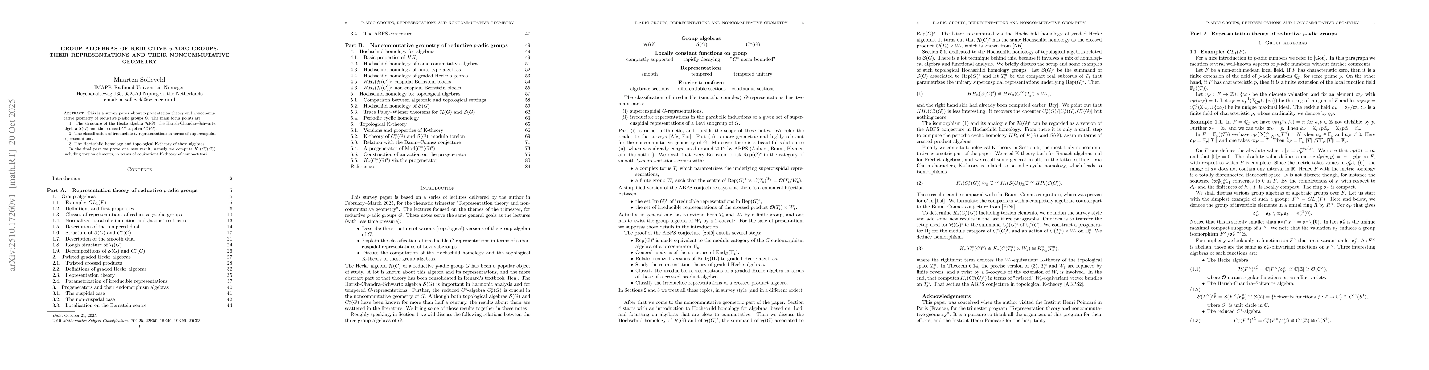 Thumbnail for Group algebras of reductive $p$-adic groups, their representations and
  their noncommutative geometry