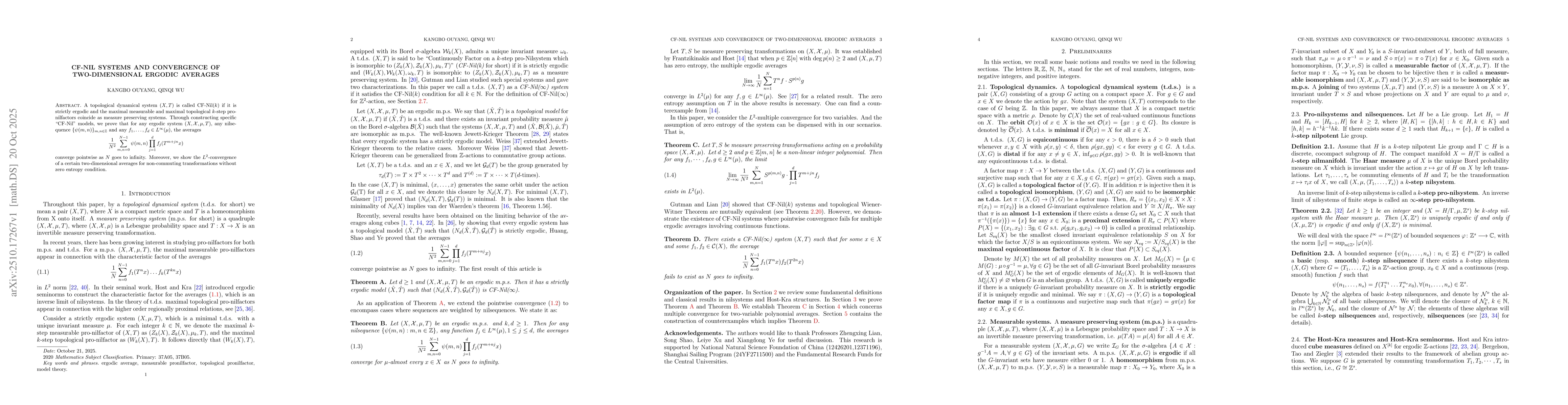 Thumbnail for CF-Nil systems and convergence of two-dimensional ergodic averages