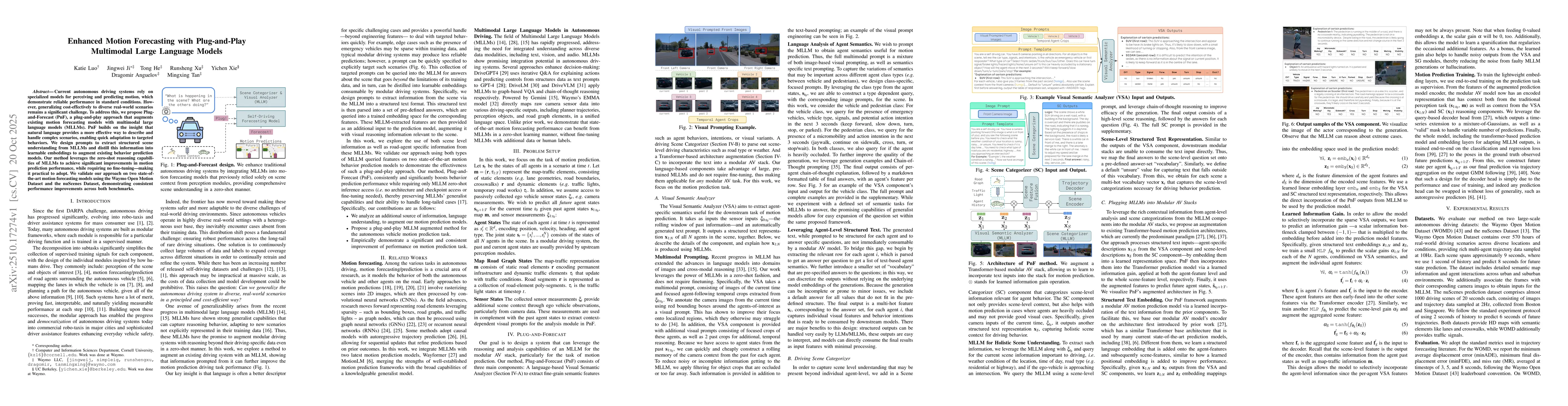 Thumbnail for Enhanced Motion Forecasting with Plug-and-Play Multimodal Large Language
  Models