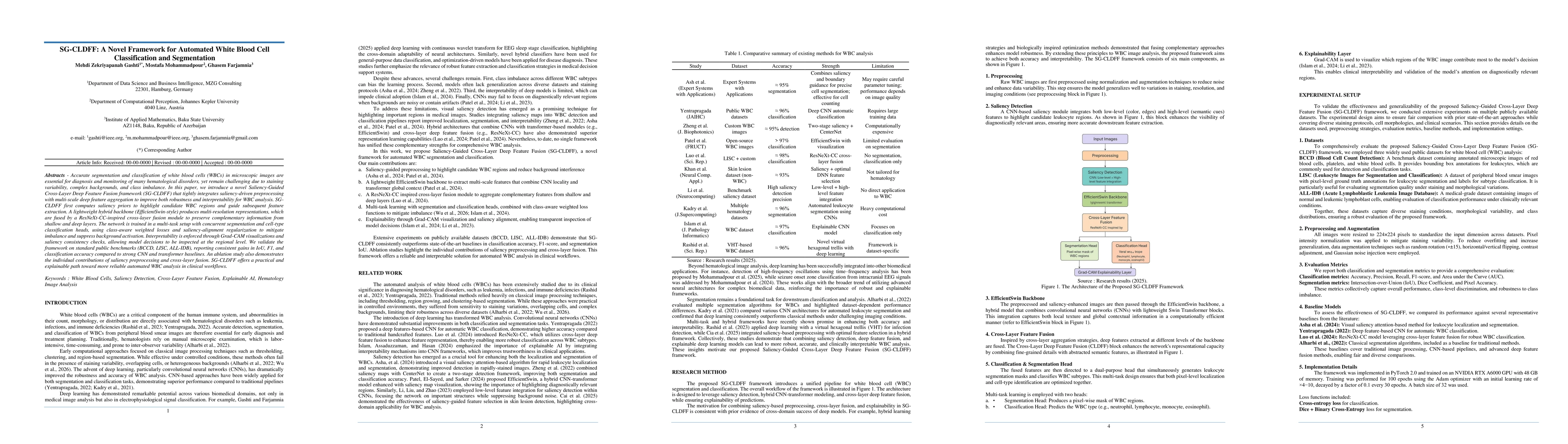 Thumbnail for SG-CLDFF: A Novel Framework for Automated White Blood Cell
  Classification and Segmentation