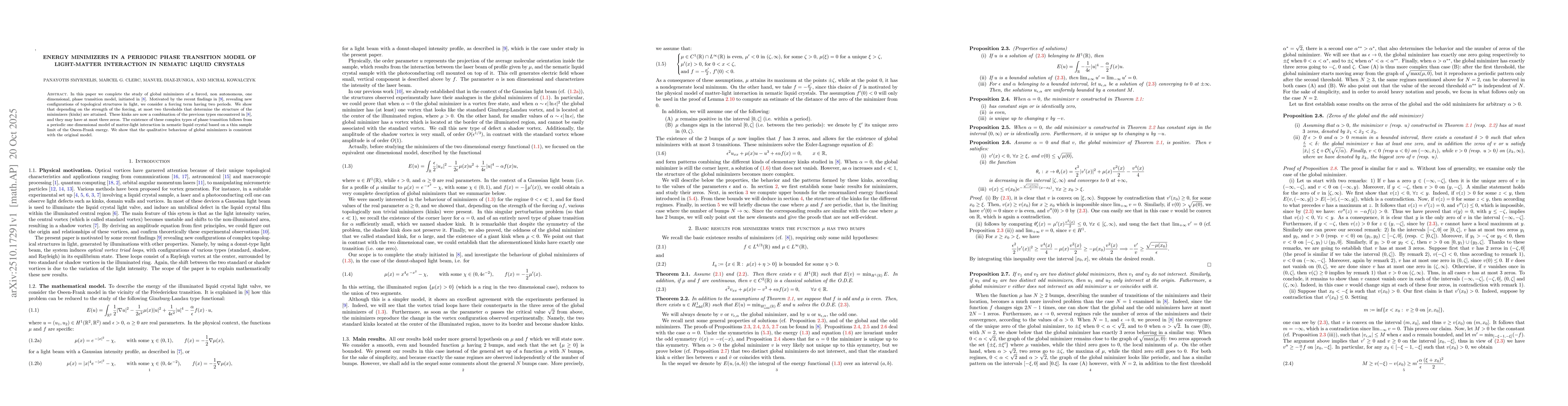 Thumbnail for Energy minimizers in a periodic phase transition model of light-matter
  interaction in nematic liquid crystals
