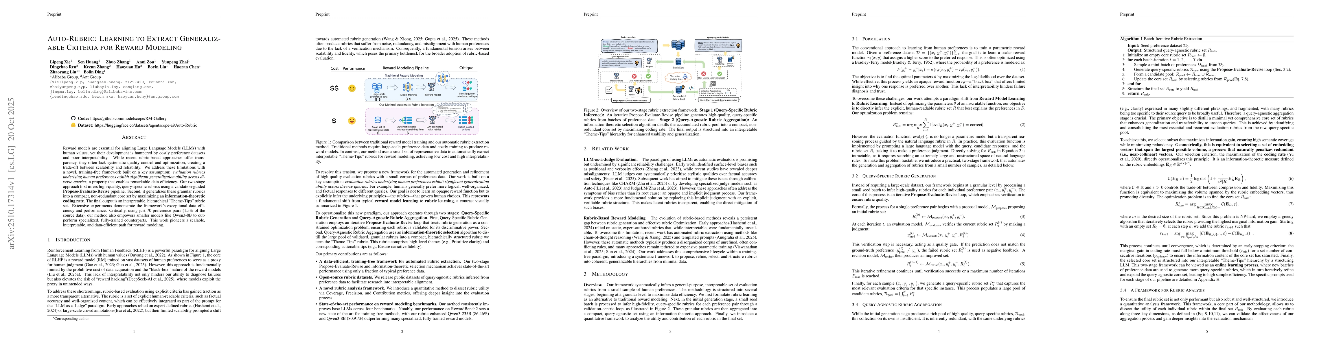 Thumbnail for Auto-Rubric: Learning to Extract Generalizable Criteria for Reward
  Modeling