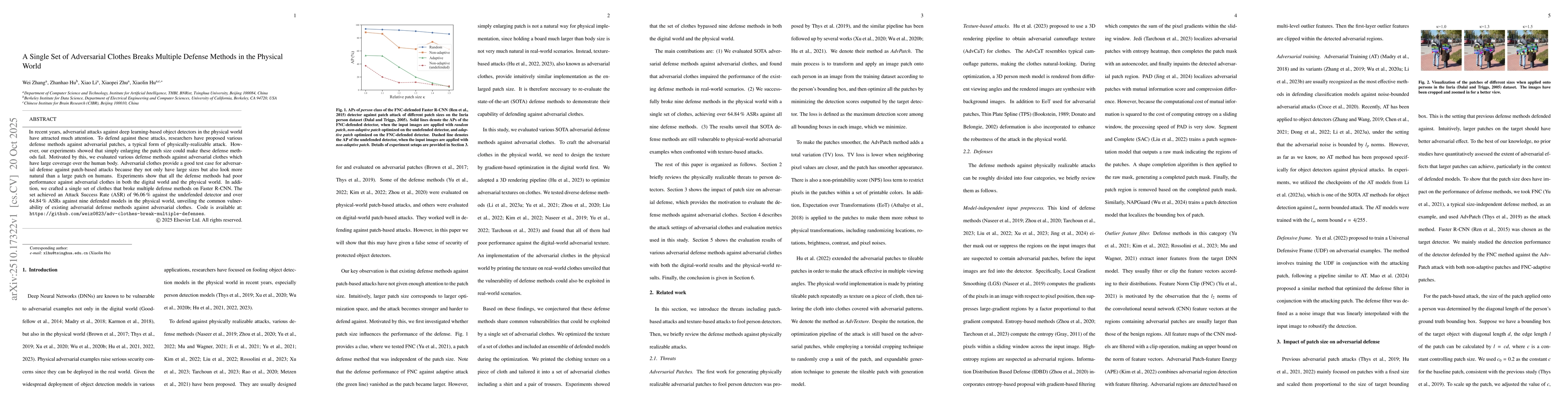 Thumbnail for A Single Set of Adversarial Clothes Breaks Multiple Defense Methods in
  the Physical World