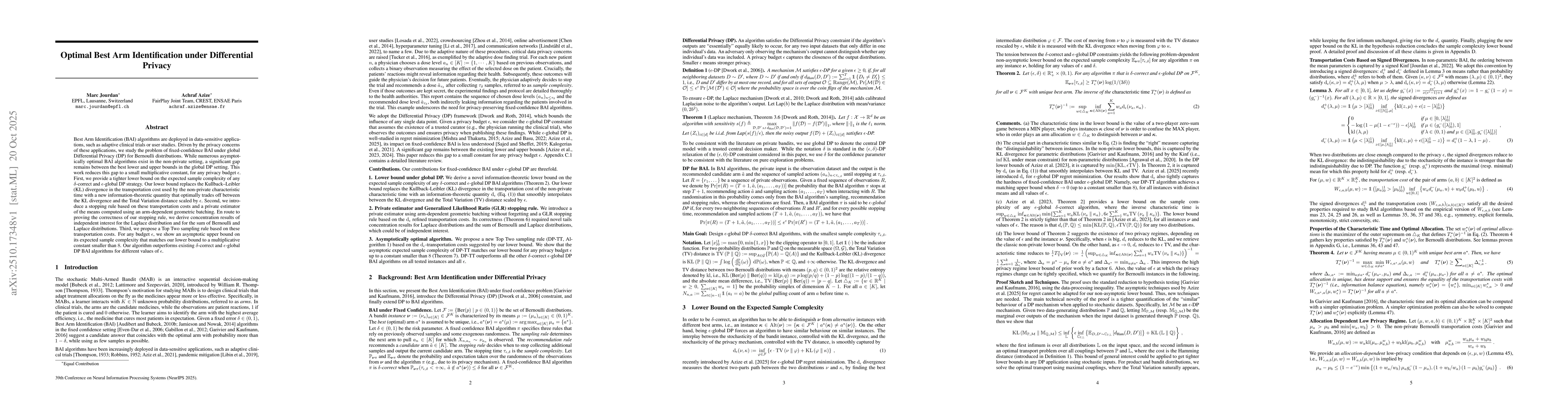 Thumbnail for Optimal Best Arm Identification under Differential Privacy