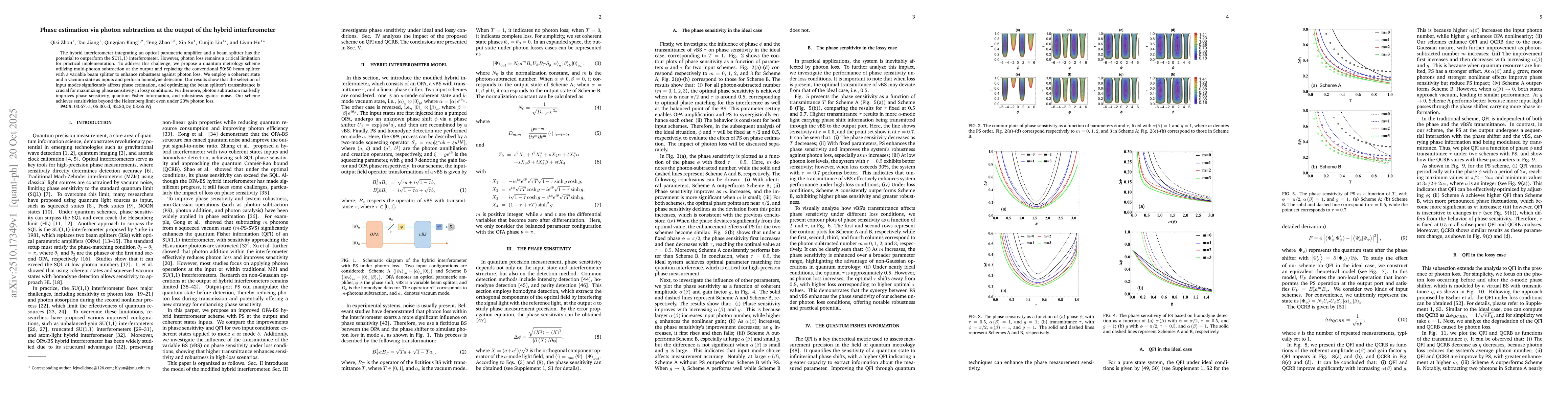 Thumbnail for Phase estimation via photon subtraction at the output of the hybrid
  interferometer