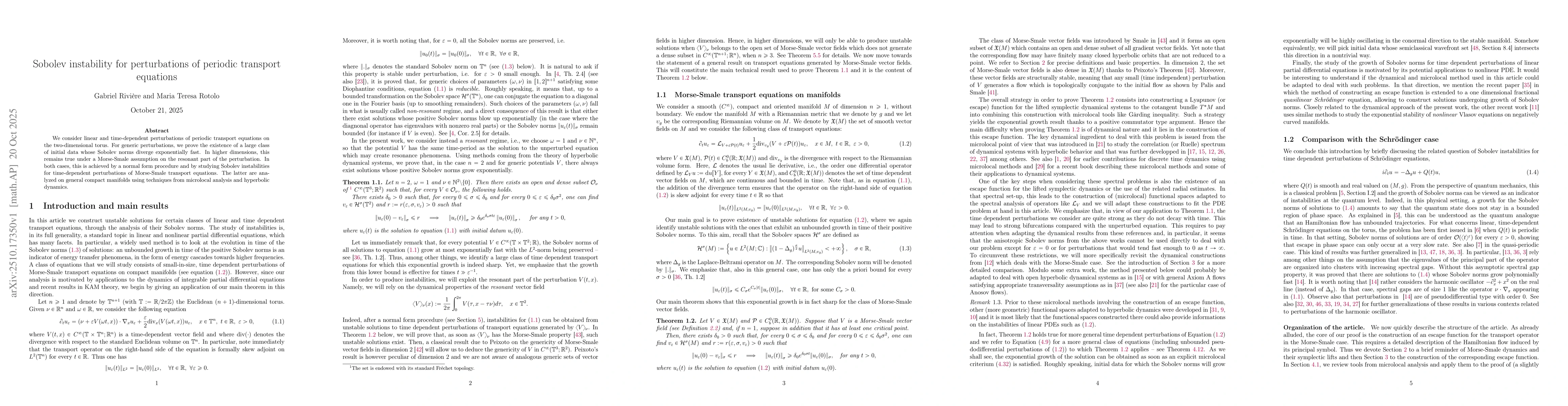 Thumbnail for Sobolev instability for perturbations of periodic transport equations