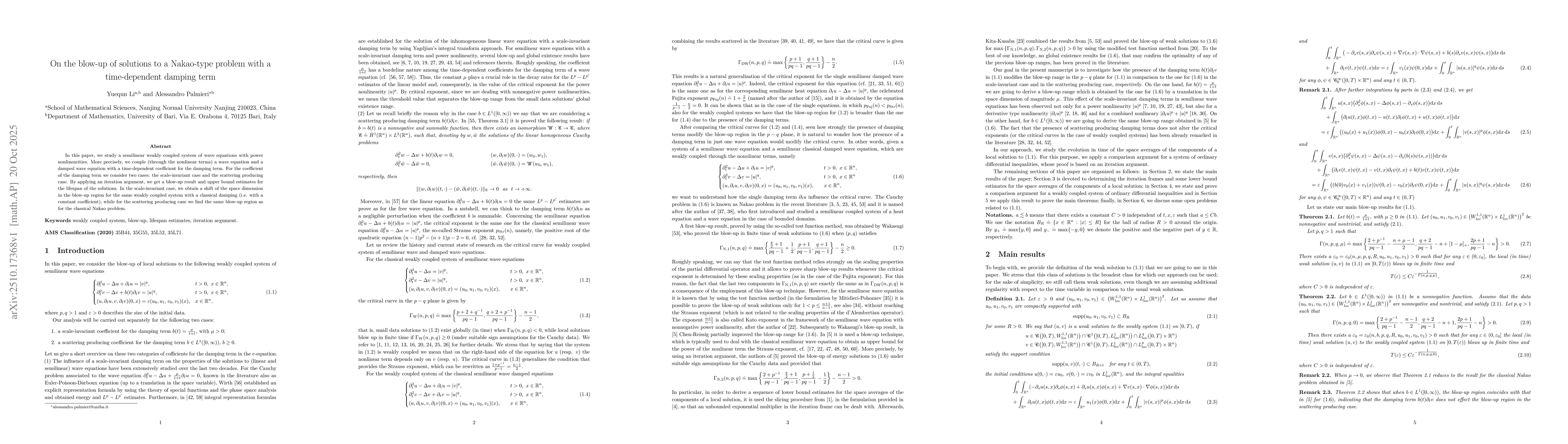 Thumbnail for On the blow-up of solutions to a Nakao-type problem with a
  time-dependent damping term