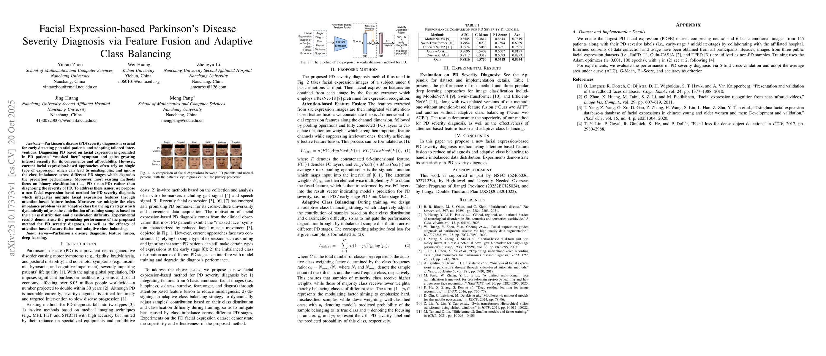 Thumbnail for Facial Expression-based Parkinson's Disease Severity Diagnosis via
  Feature Fusion and Adaptive Class Balancing