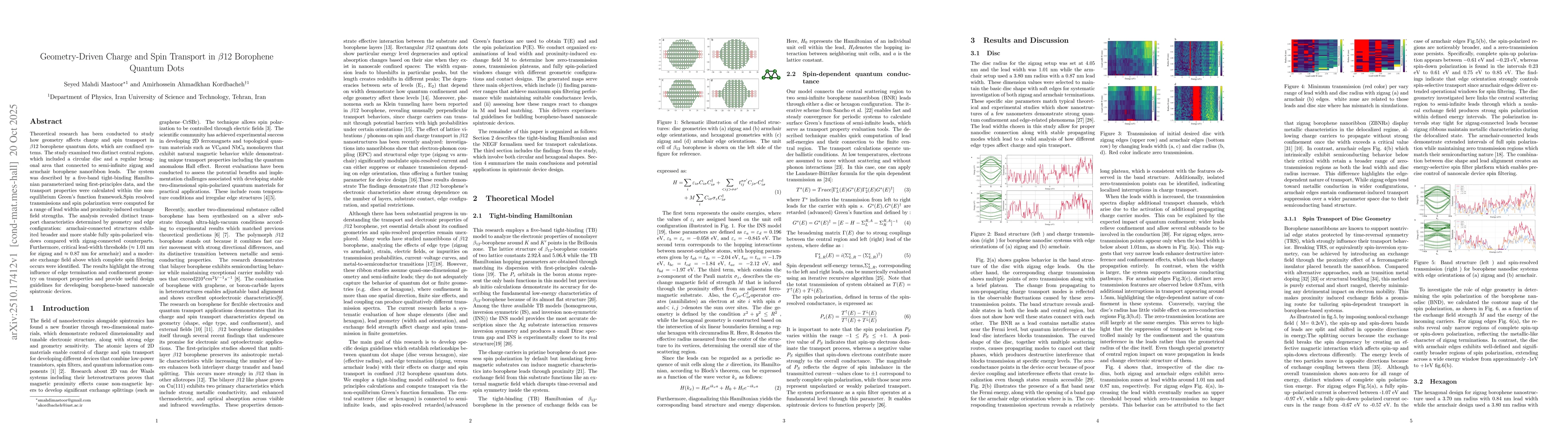 Thumbnail for Geometry-Driven Charge and Spin Transport in $\beta12$ Borophene Quantum
  Dots