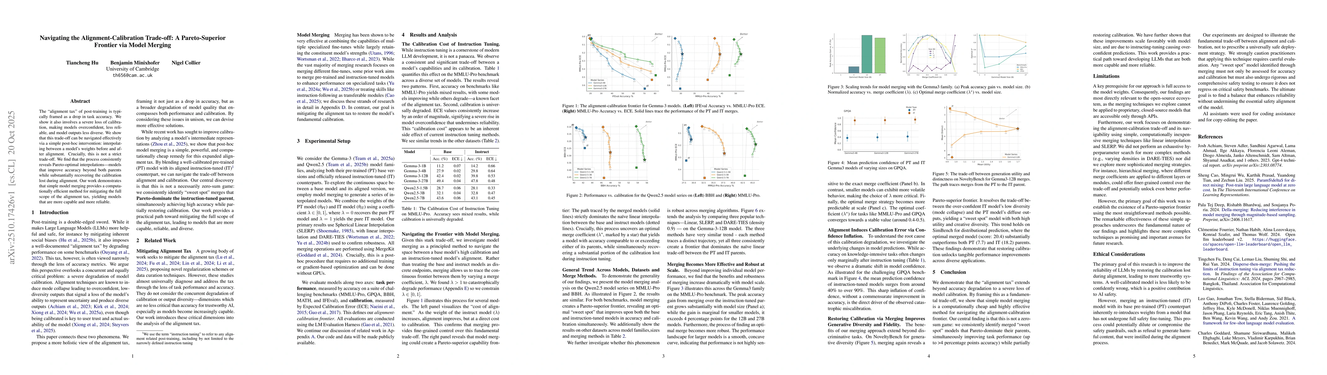 Thumbnail for Navigating the Alignment-Calibration Trade-off: A Pareto-Superior
  Frontier via Model Merging