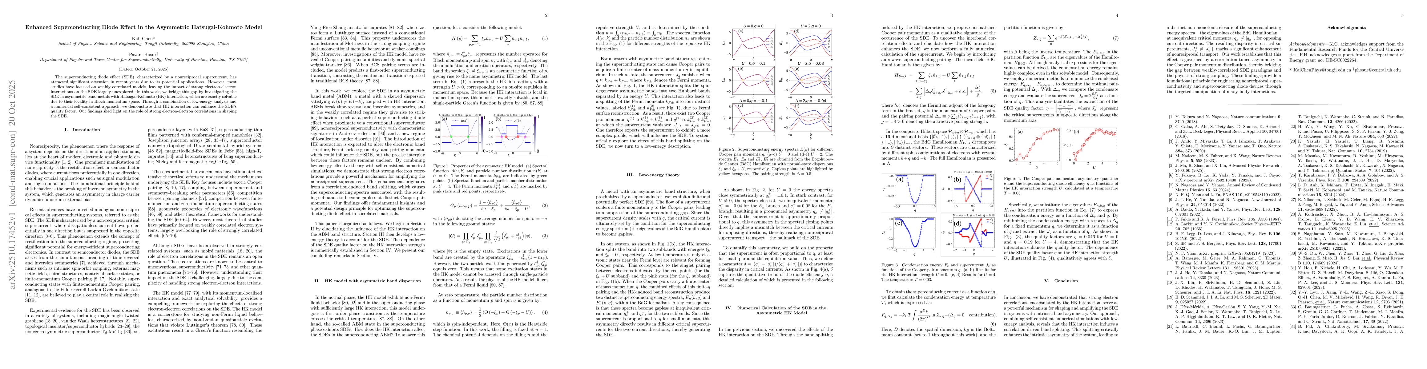 Thumbnail for Enhanced Superconducting Diode Effect in the Asymmetric Hatsugai-Kohmoto
  Model