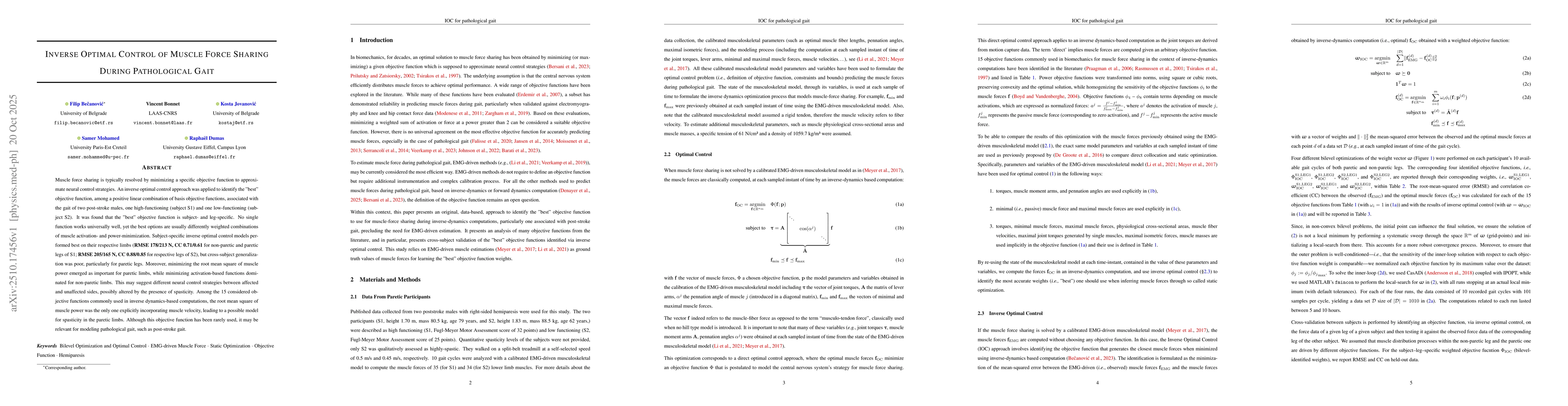 Thumbnail for Inverse Optimal Control of Muscle Force Sharing During Pathological Gait