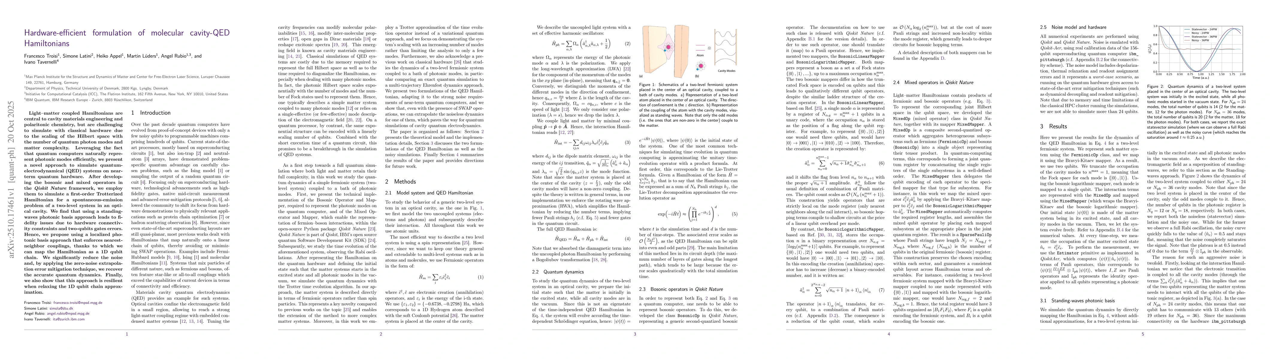 Thumbnail for Hardware-efficient formulation of molecular cavity-QED Hamiltonians