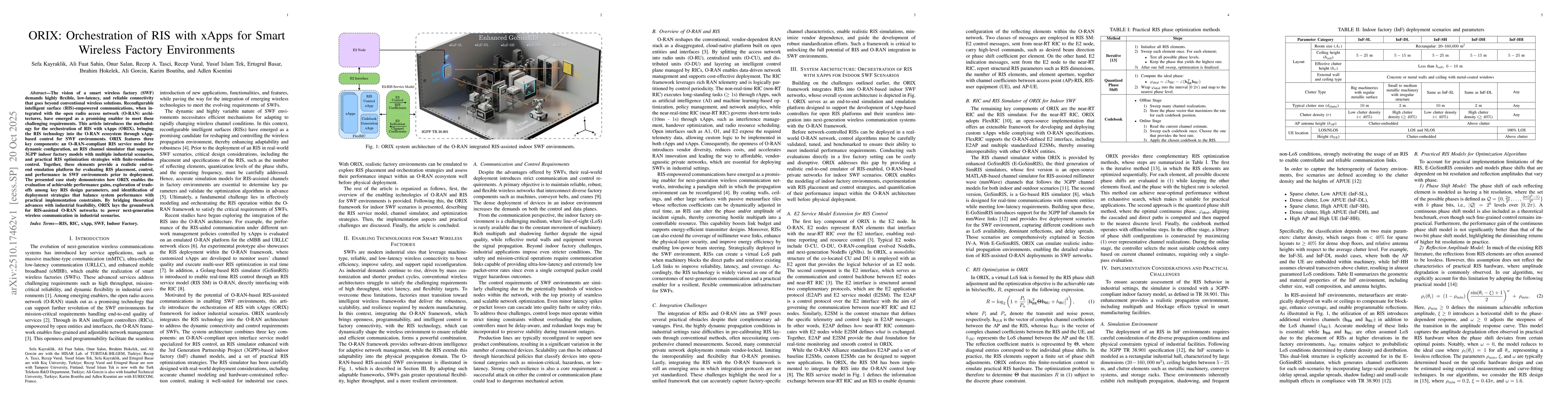 Thumbnail for ORIX: Orchestration of RIS with xApps for Smart Wireless Factory
  Environments