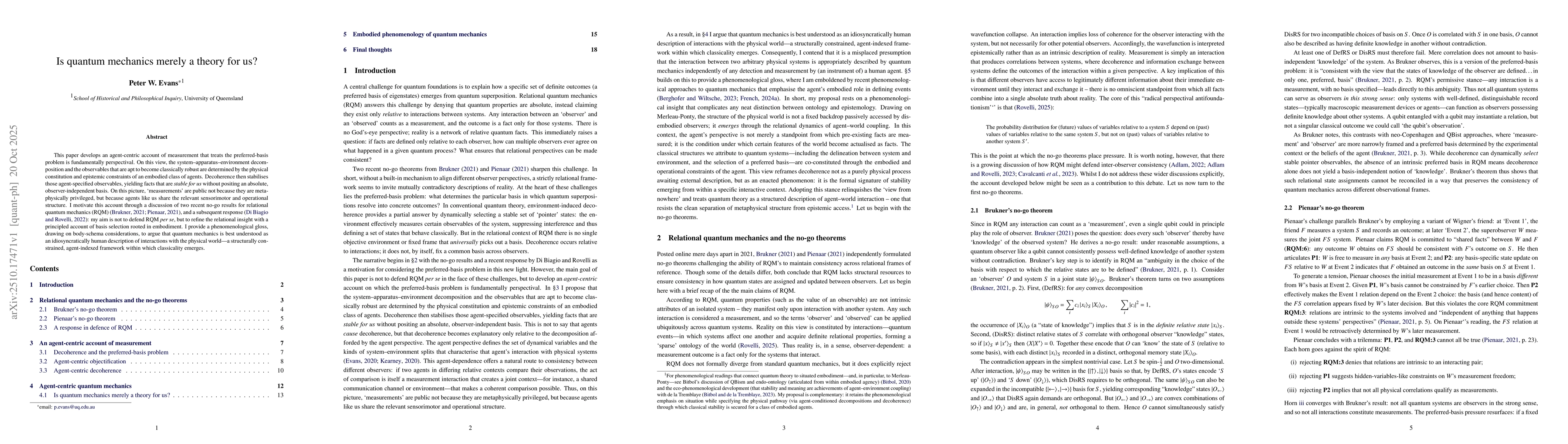 Thumbnail for Is quantum mechanics merely a theory for us?