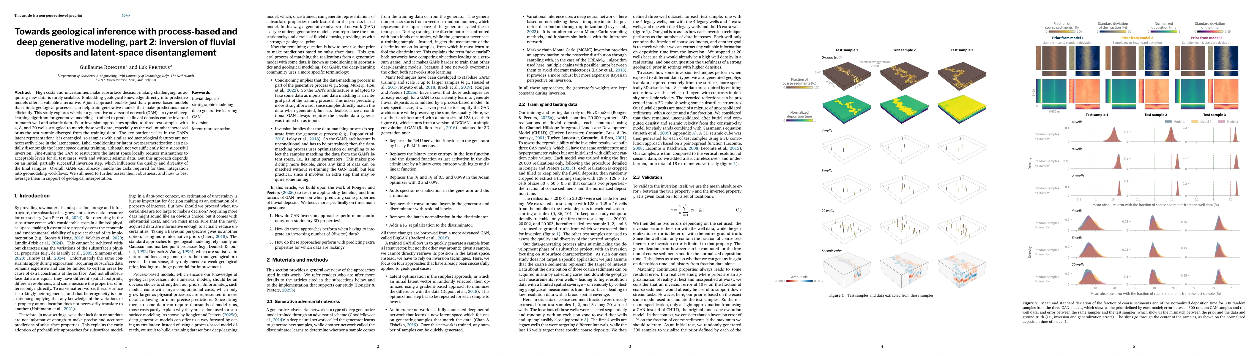 Thumbnail for Towards geological inference with process-based and deep generative
  modeling, part 2: inversion of fluvial deposits and latent-space
  disentanglement